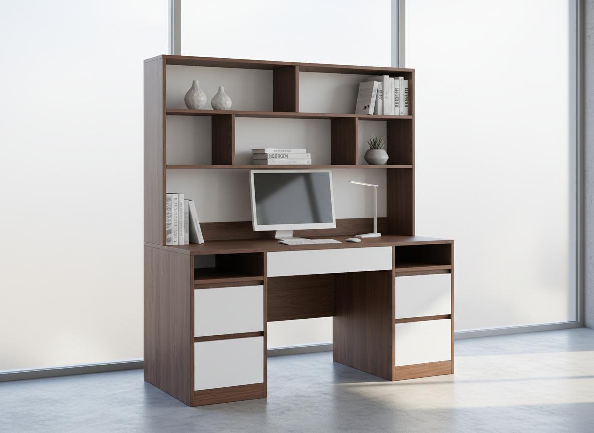 Study Desk with Bookshelf